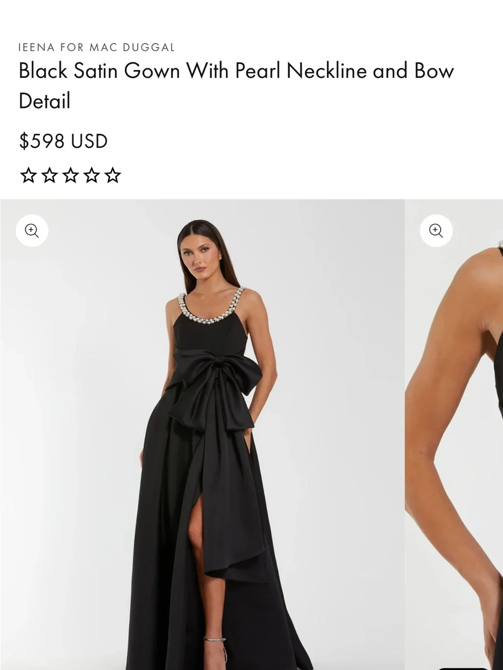 Mac Duggal Black Evening Gown with Jeweled Straps and Dramatic Bow - Picture 2 of 6